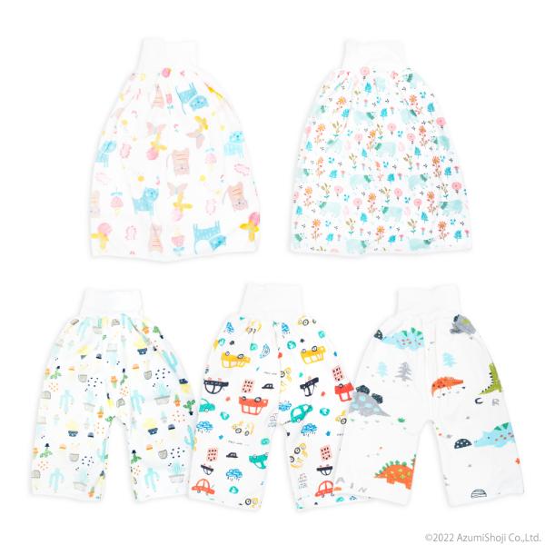 おねしょ対策 防水ズボン スカート 蒸れ防止 おむつ おねしょズボン おねしょスカート 腹巻 快適 かわいい 車 恐竜 サボテン 花 ネコ