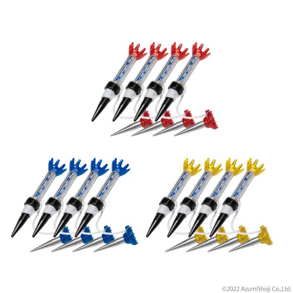 【ゴルフティー4個セット】ロングティーとショートティーのゴルフティー4個セット！【打ちやすい】8枚の羽根がボールを点で支えるため、インパクト時の抵抗が少ないです！【紛失リスク軽減】ひも付きで視認しやすいカラーで、紛失しにくい！＜製品詳細＞重...