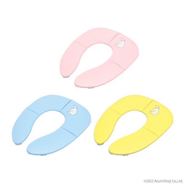 【折りたたみ補助便座】白くまのイラスト付きの可愛い折り畳み補助便座です！【トイトレ】おうちでのトイレトレーニングにはもちろん、コンパクトなのでお出かけ先でのトイレのにもお使いいただけます！【折りたたみ】使わないときは折りたたんで収納できるの...