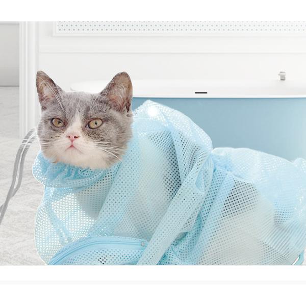 【猫用 みのむし袋】爪切りや予防接種などが大嫌いな猫ちゃんにおすすめの、みのむし袋です(=^・^=)【シャンプー】袋に入れたままシャンプー液をお使いただけるので、飼い主様の負担を減らします！【前足用ジッパー】前足の爪切りに使いやすい小さなチ...