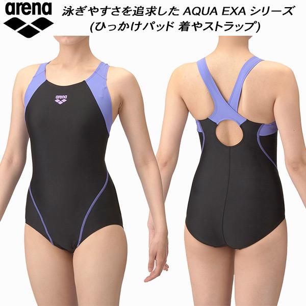 アリーナ arena アクアエクサ フィットネスワンピース(オープンバック ひっかけパッド) レディース ブラック 黒 水泳 スイム フィットネス 水着 ワンピース AS5SWF01L-BKPP アリーナ（arena） レディース フィットネス水着 ワンピース ひっかけ