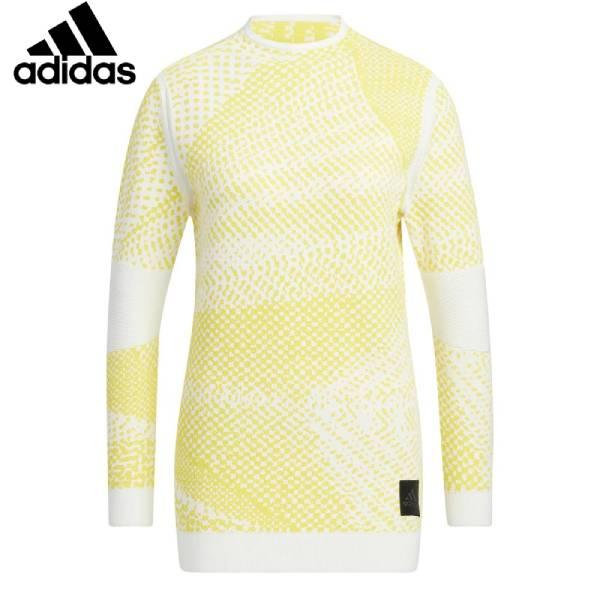 アディダス adidas レディース ゴルフウエアー PRIMEKNIT ジャカード長袖クルーネック ロング丈セーター HM7628