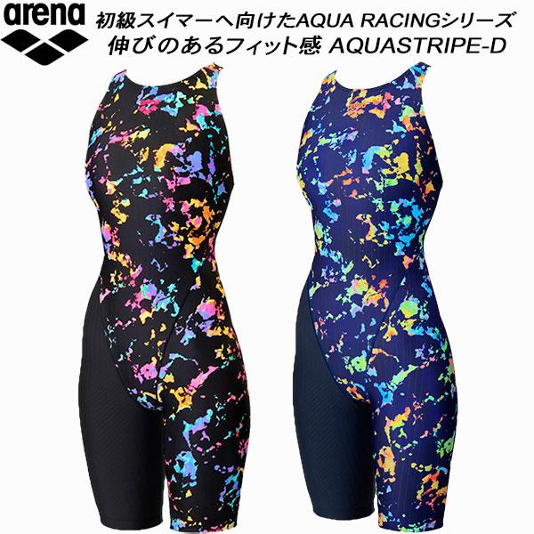 アリーナ arena レディース 競泳水着 WA承認 ハーフスパッツ AQUA STRIPE-D 着やストラップ AS5SRC63L