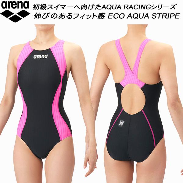 アリーナ arena レディース水着 WA承認 ワンピース 着やストラップ アクアストライプ AS6SRC52L BKPK
