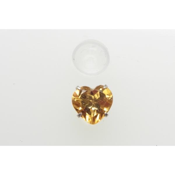 K14WG 天然 シトリン 黄水晶 ハートカット ピアス 5ミリ 片方 のみ 