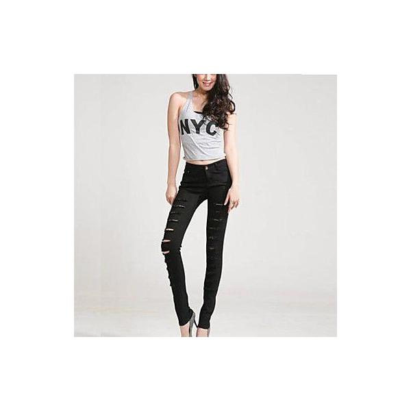 パンツ デニム カットアウト スキニー 破れ クラッシュ シンプル 細身 ストレッチ クール レディース 女性 ブラック 黒 Buyee Buyee 日本の通販商品 オークションの代理入札 代理購入
