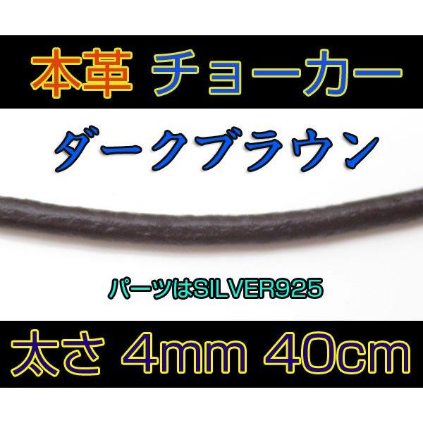 レザーチョーカー濃茶4mm40cm 本革 メイン | 