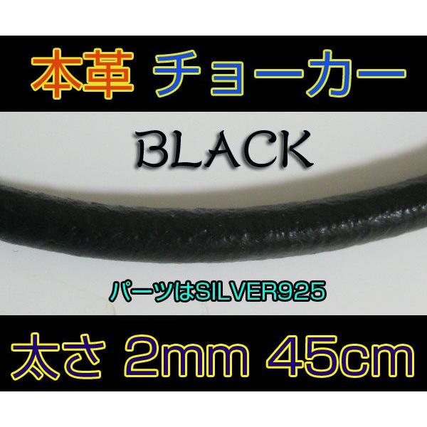 レザーチョーカー黒2mm45cm 本革製ブラック メイン | 