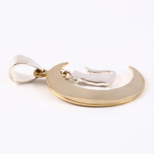 (OV)月とネコのペンダントSV+B 動物 和風 メイン シルバー925 |  | 03