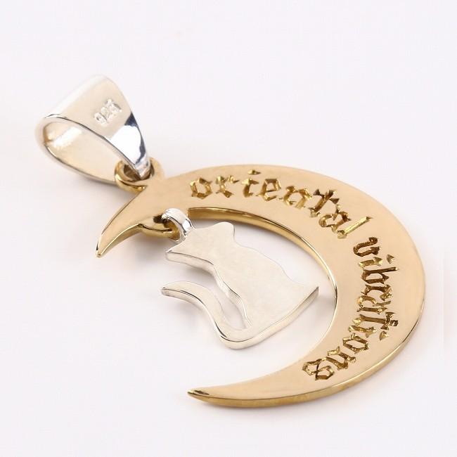 (OV)月とネコのペンダントSV+B 動物 和風 メイン シルバー925 |  | 04