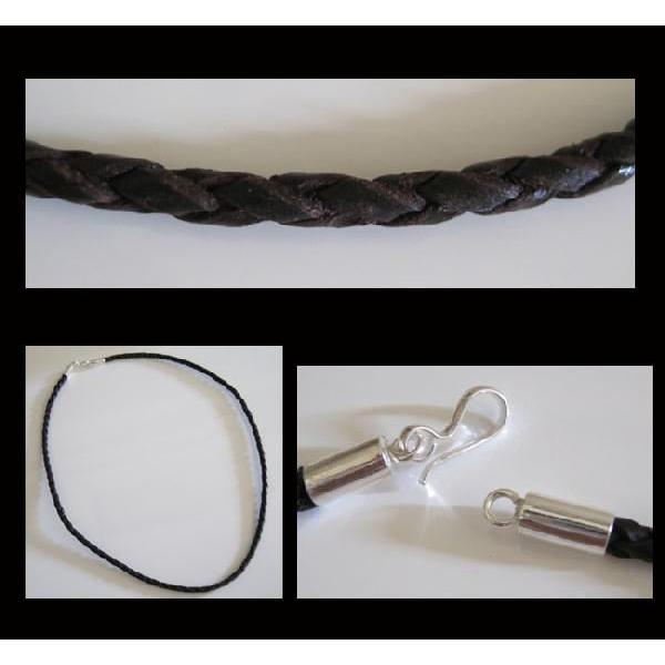 編み込みレザーネックレス3mm45cm茶色 メイン 本革 |  | 01