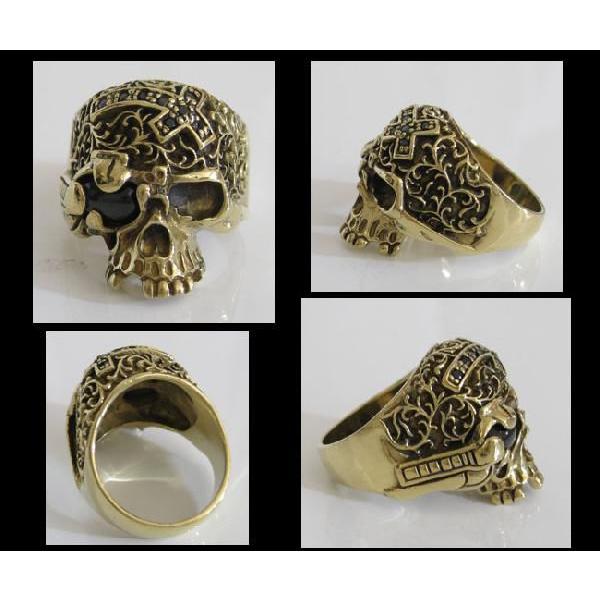 ブラススカルリング(3)オニキス11号 13号 15号 6号 17号 18号 19号 20号 21号 22号 23号 24号 25号 ドクロ真鍮製指輪 |  | 01