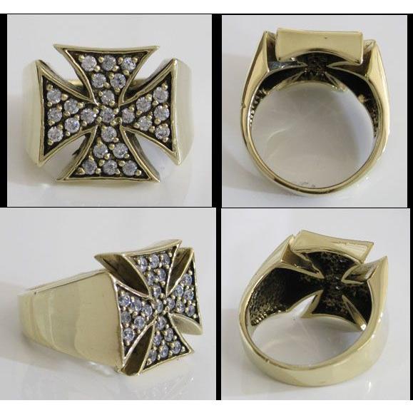 ブラスアイアンクロスリング(1)CZ 十字架真鍮製指輪 メイン |  | 01