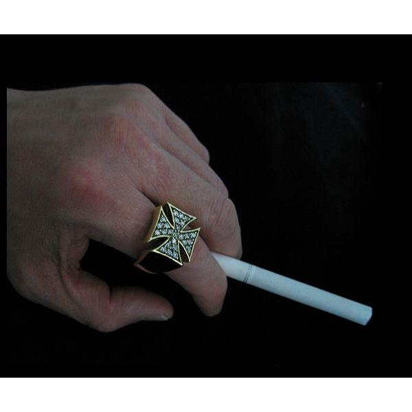 ブラスアイアンクロスリング(1)CZ 十字架真鍮製指輪 メイン |  | 02