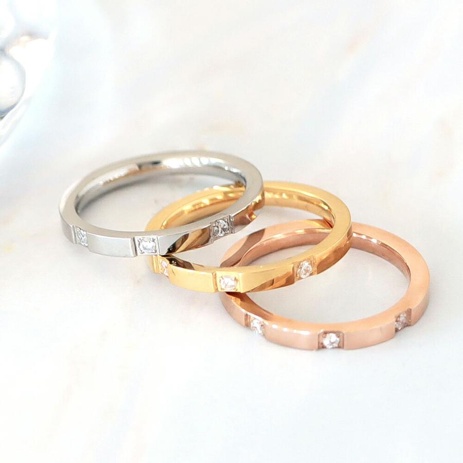 指輪 レディース ステンレス リング (28)CZ 選択可 金色 銀色 ピンクゴールド  316L 指輪 |  | 15