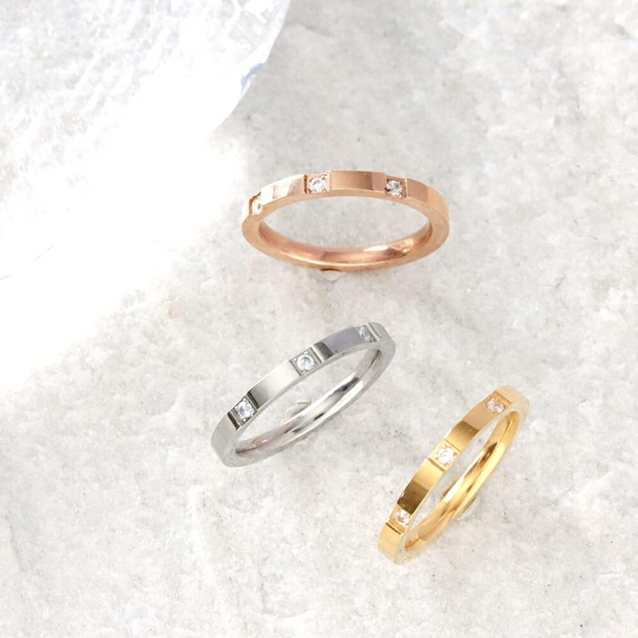 指輪 レディース ステンレス リング (28)CZ 選択可 金色 銀色 ピンクゴールド  316L 指輪 |  | 16