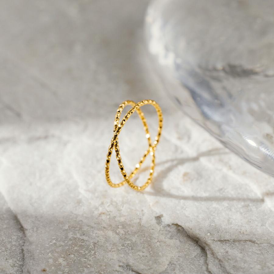 指輪 レディース ステンレス リング (109)交差 選択可 銀色 金色