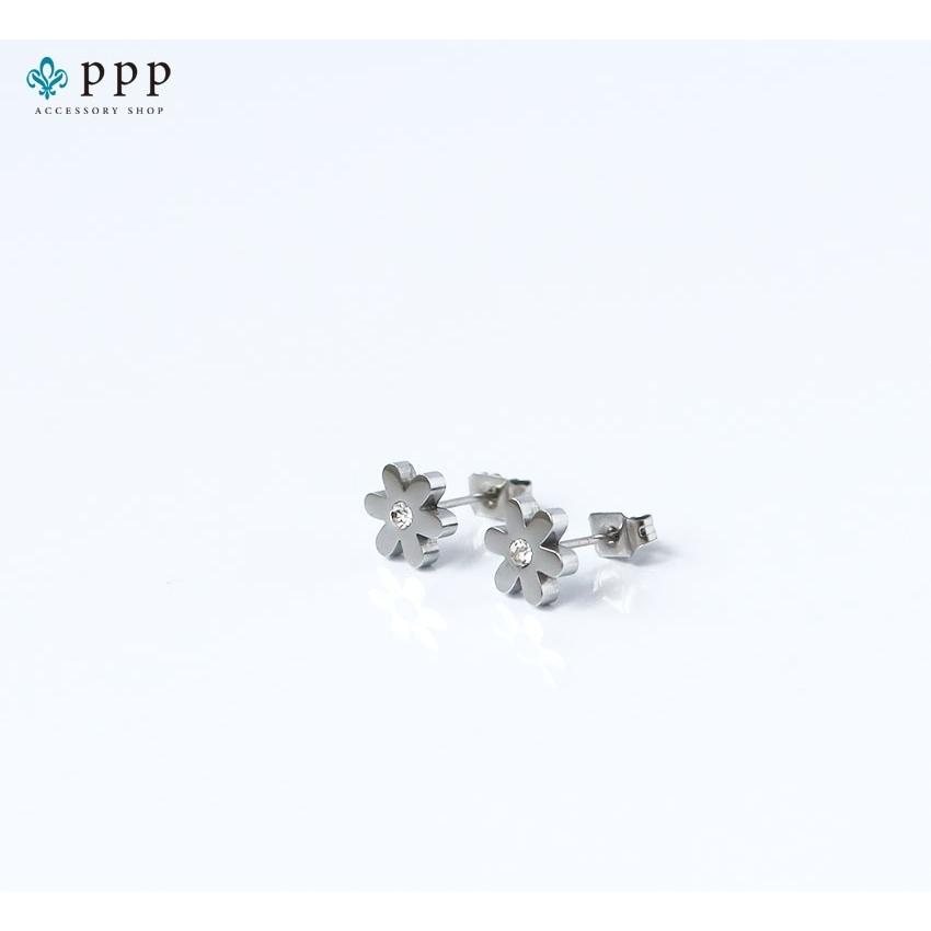 ピアス レディース ステンレス (135)花CZ 銀色 2個セット イヤリング