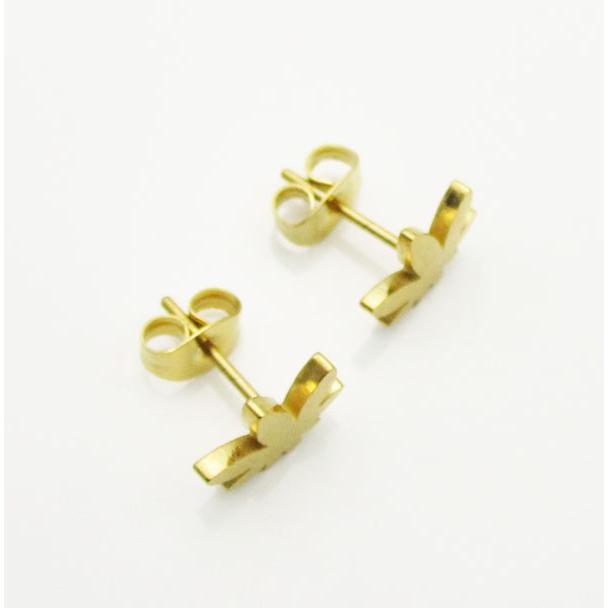 ピアス レディース ステンレス (55) マリファナ ゴールド 2個セット