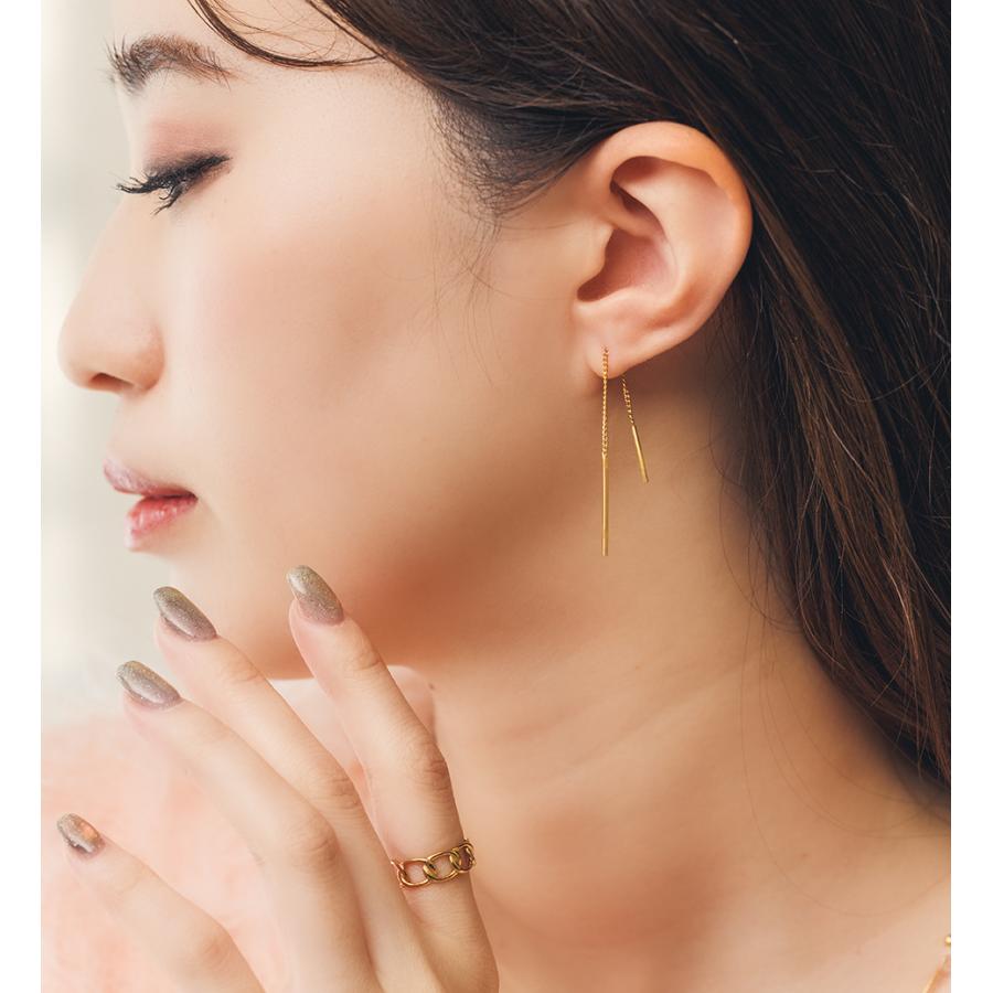 ピアス レディース ステンレス (148) チェーン スティック 2個セット