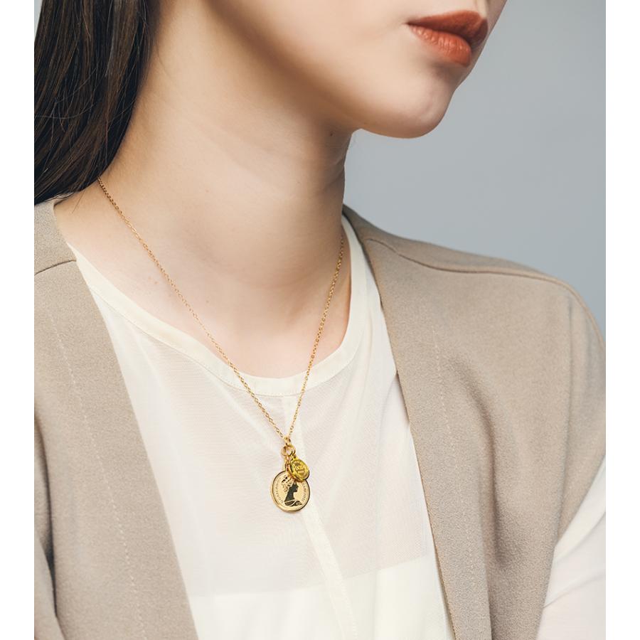 ネックレス レディース ステンレス (96) コイン2個付き 銀色