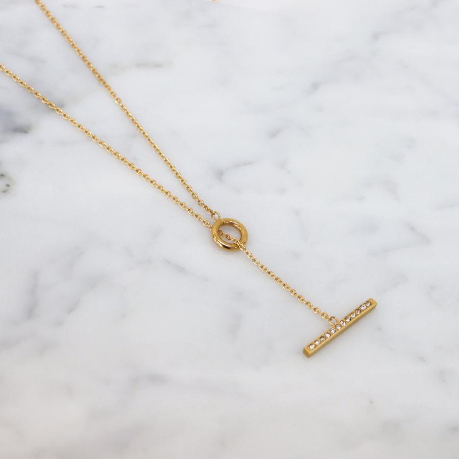 ネックレス レディース ステンレス (156) CZ 金色 ゴールド 316L