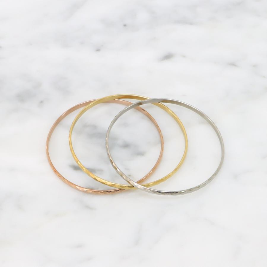 バングル レディース ステンレス (42) 3連 ミックスカラー 銀色 金色