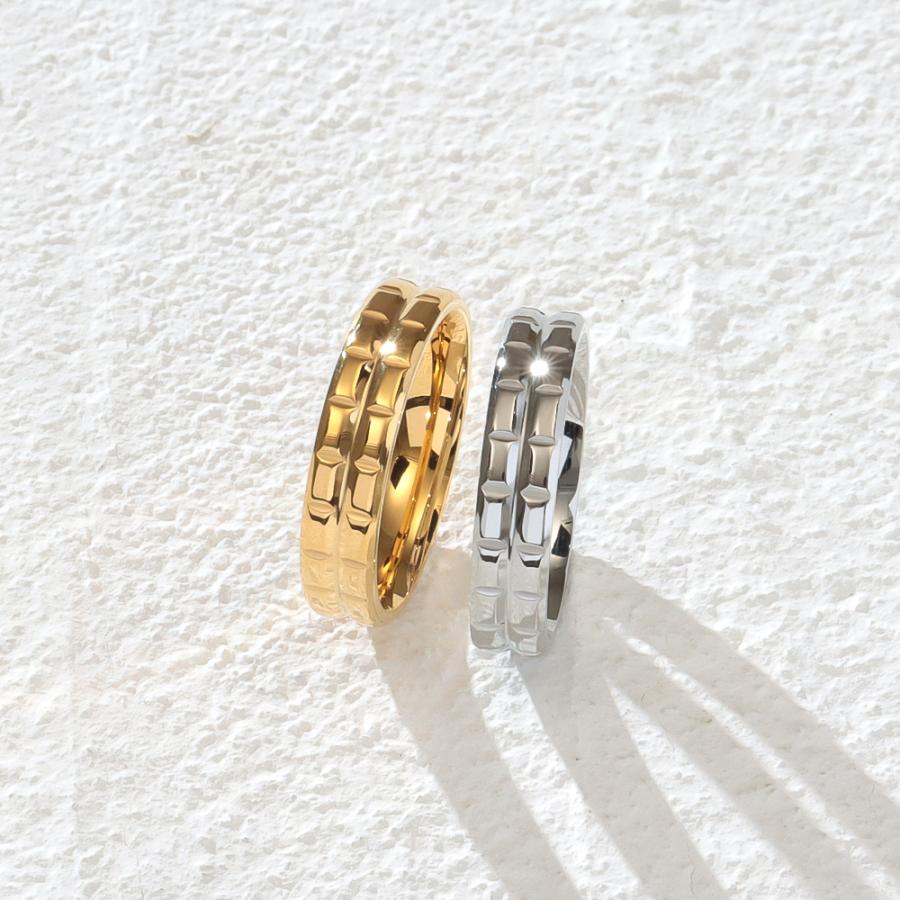 指輪 レディース ステンレス リング (364) ブロック 選択可 銀色 金色