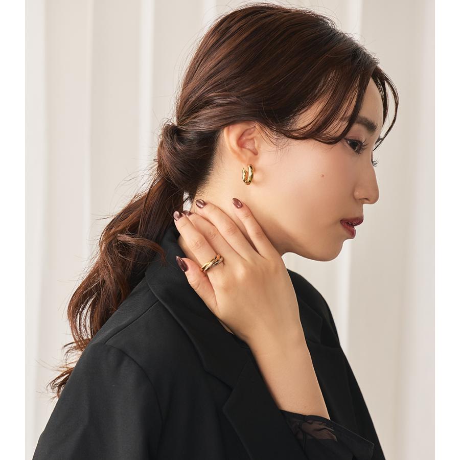 指輪 レディース ステンレス リング (417) 3連 MIX 幅3mm (銀色 金色