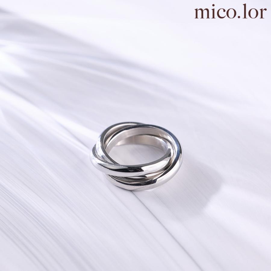指輪 レディース ステンレス リング (417) 3連 幅3mm ( 銀色 金色