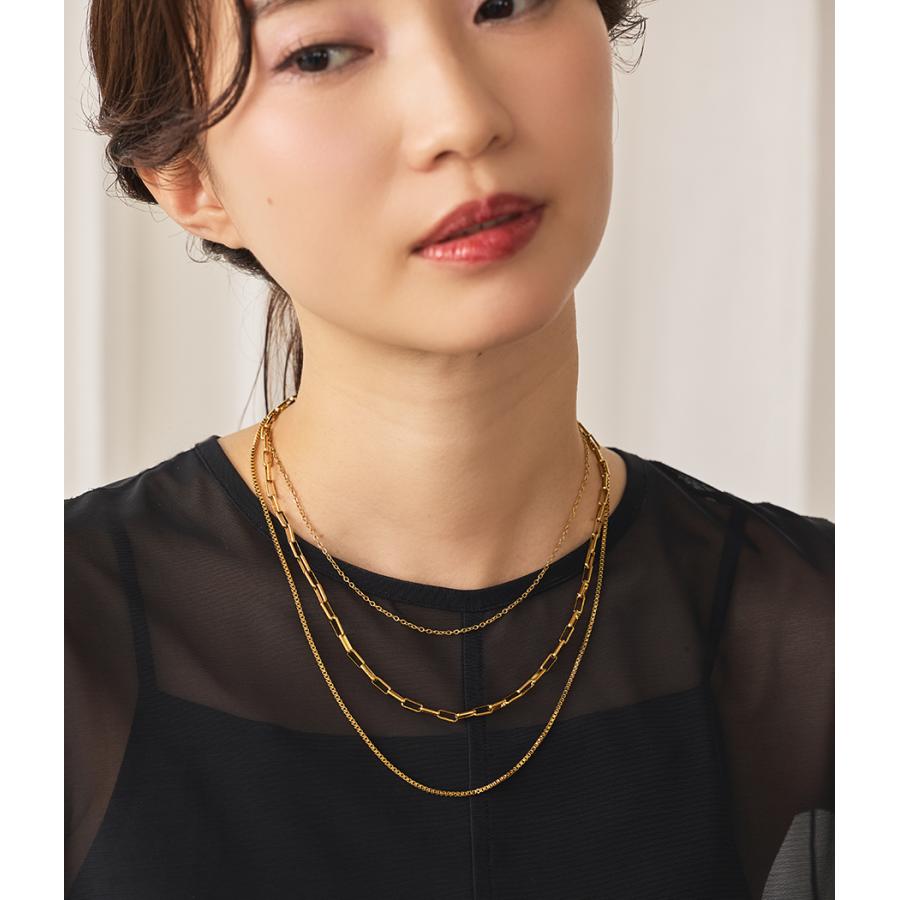 ネックレス レディース ステンレス (227) 3連ネックレス 金色
