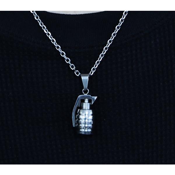 ペンダント レディース ステンレス (54)手榴弾 銀色 メンズ