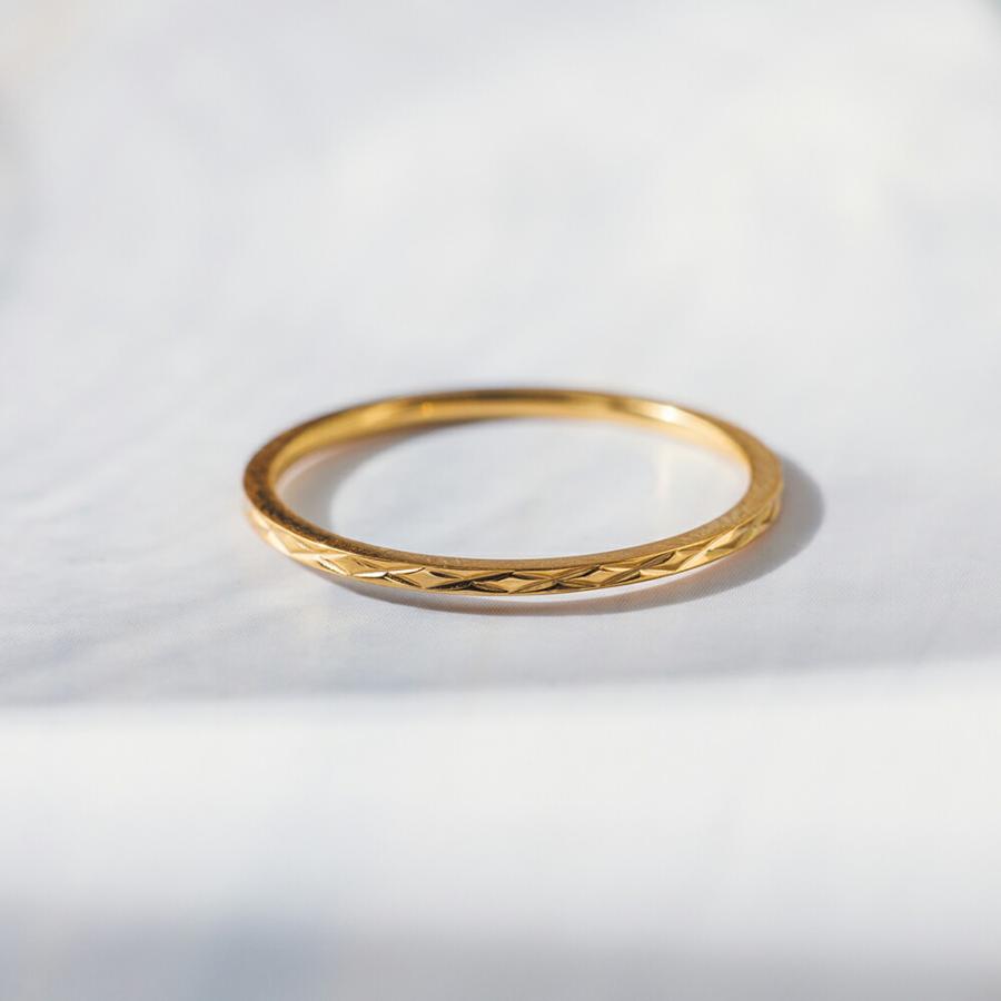 みかどん Mal. レレレさん 24Kゴールドリング 19号刻印 指輪 レディース ステンレス リング (57) ローマ数字 色は選択可 銀色