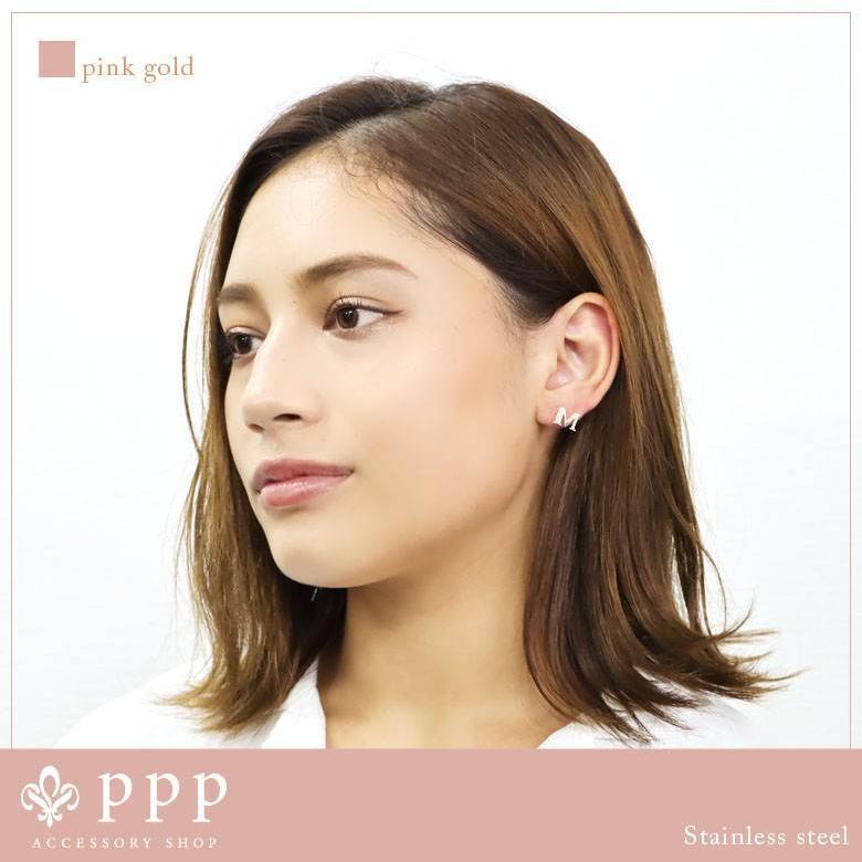 ピアス レディース ステンレス ピアス(73)2個セット カラー選択可 AからZまであり アルファベット 金色 銀色 ピンクゴールド |  | 06