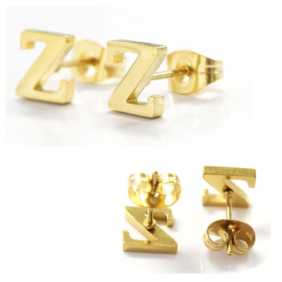 ピアス レディース ステンレス ピアス(73)2個セット カラー選択可 AからZまであり アルファベット 金色 銀色 ピンクゴールド |  | 09