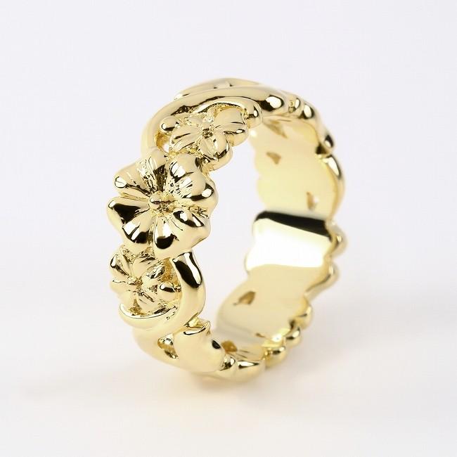 18Kゴールドコーティング プルメリアリング(5)7号から21号 ハワイアン