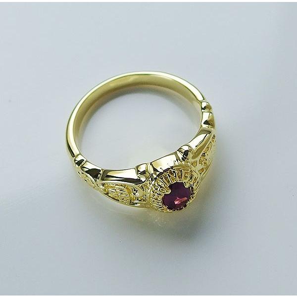 18Kゴールドコーティング カレッジリング(17)ガーネット 9号から23号