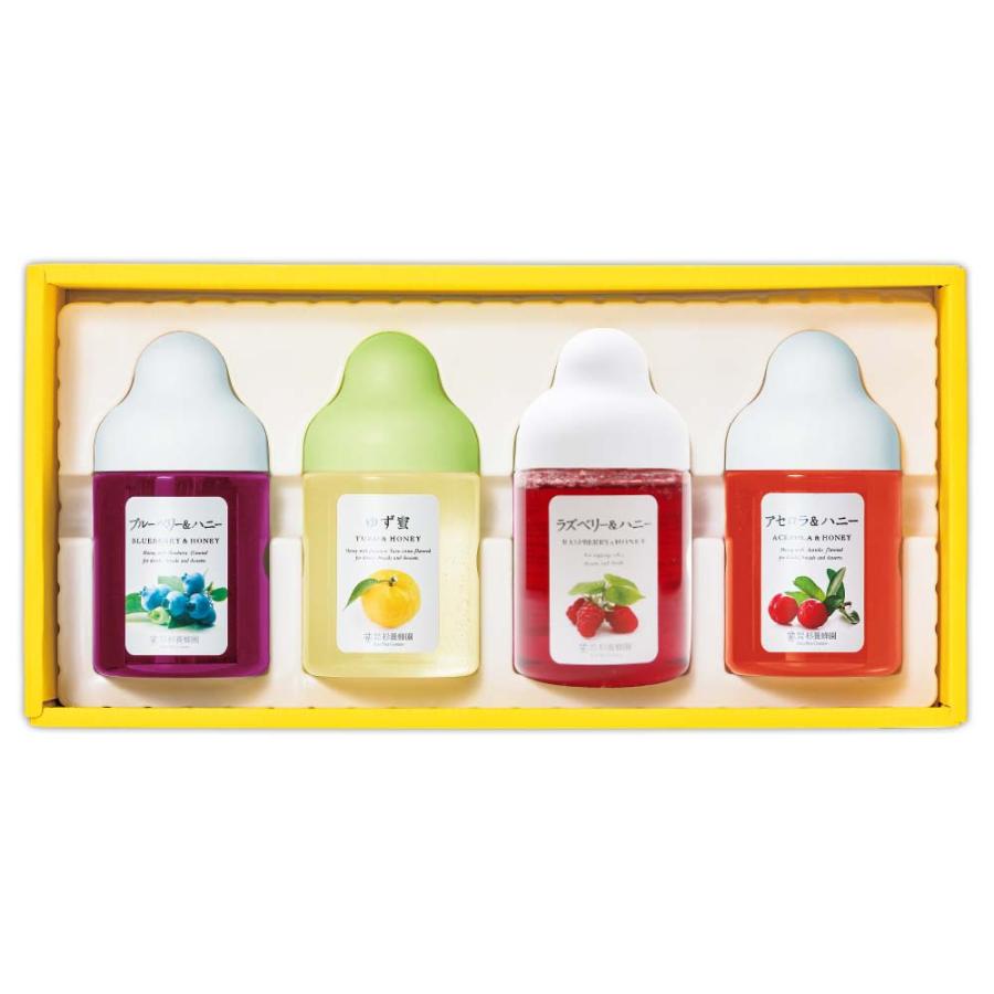 果汁蜜4本ギフトセット ゆず蜜 ブルーベリー AR4P アセロラ 印象のデザイン 記念日 ラズベリー