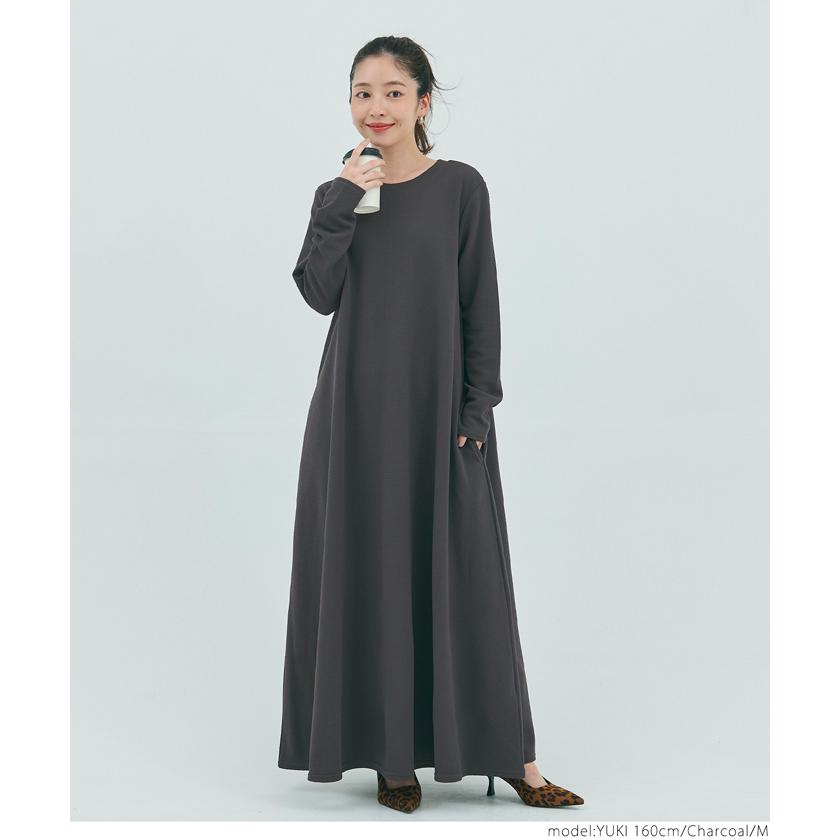 coca（コカ） 【エンボス加工 】長袖 Aラインワンピース 全5色