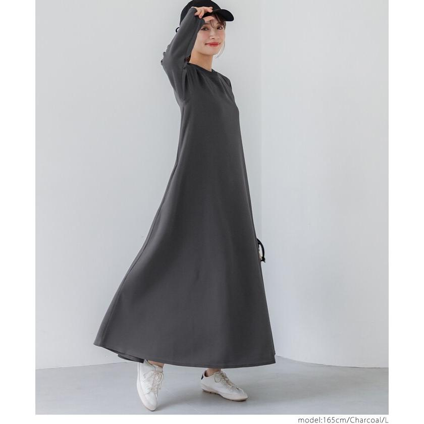 coca（コカ） 【エンボス加工 】長袖 Aラインワンピース 全5色