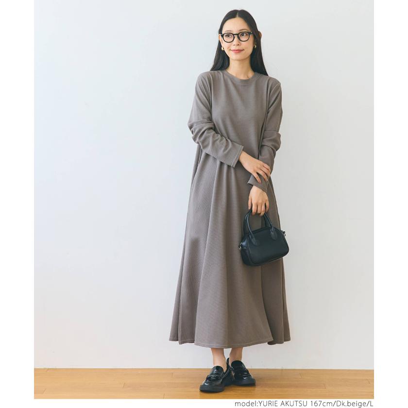 coca（コカ） 【エンボス加工 】長袖 Aラインワンピース 全5色
