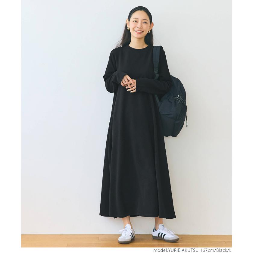 Stola. 黒 Aライン ワンピース 長袖　新品未使用　M coca（コカ） 【エンボス加工 】長袖 Aラインワンピース 全5色