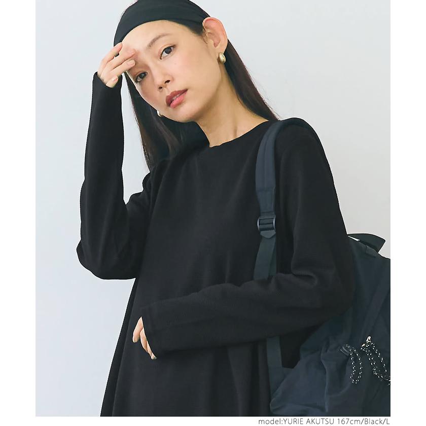 coca（コカ） 【エンボス加工 】長袖 Aラインワンピース 全5色