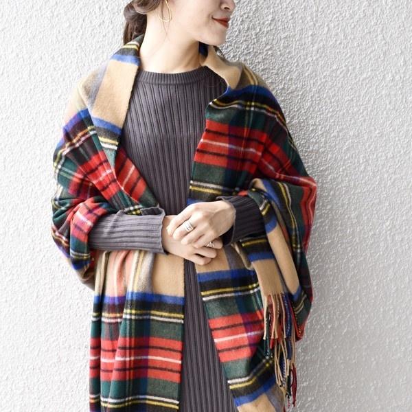 SHIPS（シップス） 【SHIPS別注】JOHNSTONS:カシミヤチェックストール