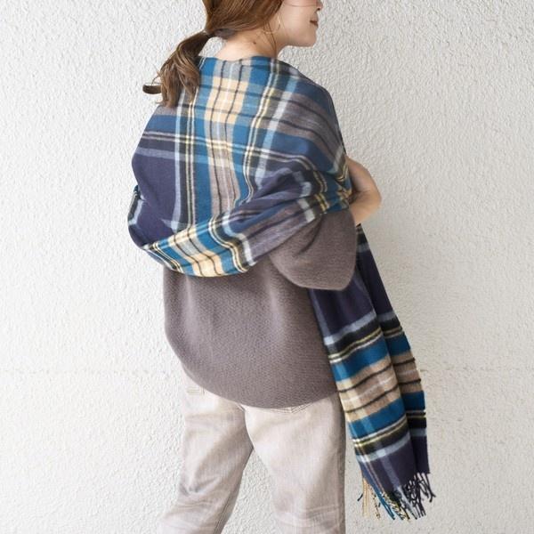 SHIPS（シップス） 【SHIPS別注】JOHNSTONS:カシミヤチェックストール