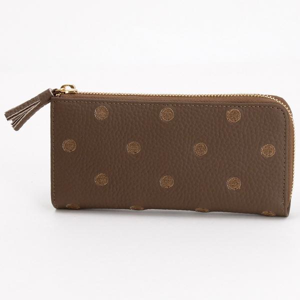 本革 レザー】 ペルケ 今までより少しスリムなL字型長財布 牛革ドット