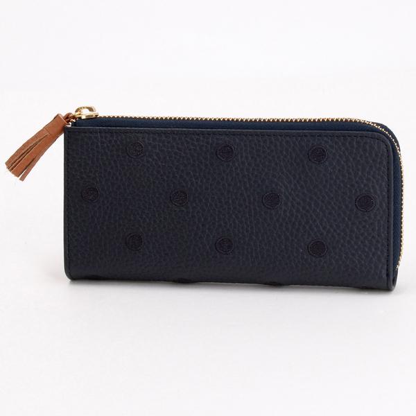 perche ペルケ 牛革ドット刺繍 L字パームフィット ロングセラー＞ペルケ perche 牛革ドット刺繍L字パームフィット長財布