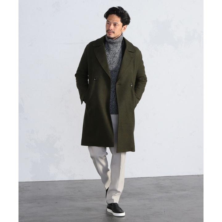 MEN'S BIGI（メンズビギ） 圧縮ウールジャージ素材ダブルロングコート