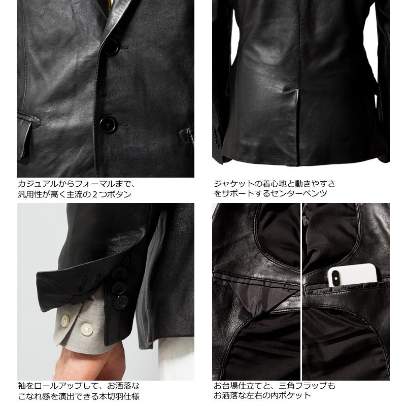 LIUGOO 本革 スリムフィットレザーテーラードジャケット メンズ