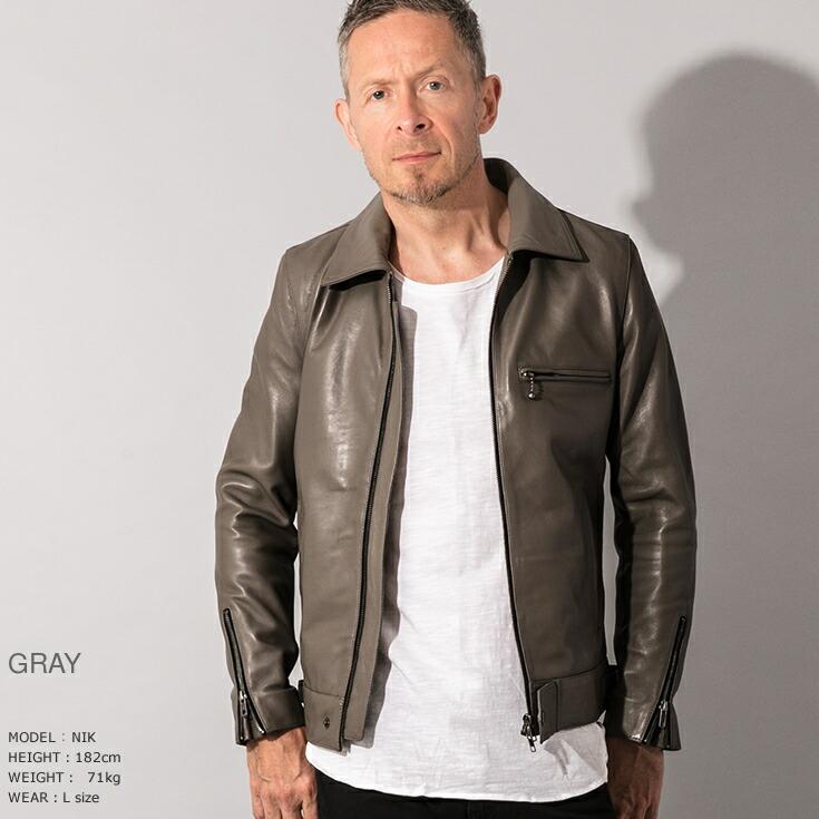 Liugoo Leathers 本革 UK襟付きシングルライダースジャケット